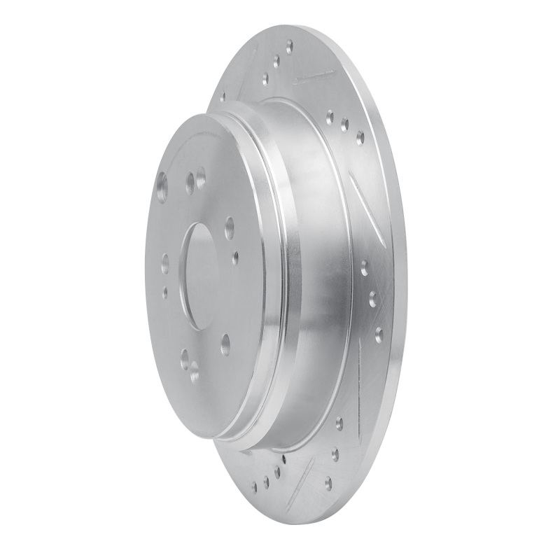 Acura RDX Brake Rotor (1) - Rear Left - R1 Concepts - Drilled & Slotted - Silver - `05-`18